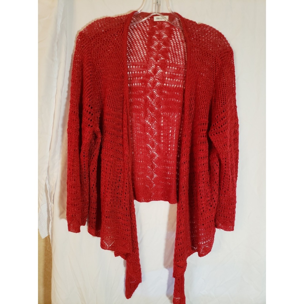 Women's Westport Red Open Front Tie Cardigan Size L